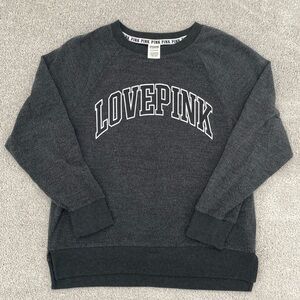 PINK Victoria Secret Dark Grey Logo Crew Neck Sweatshirt Size Small